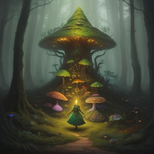 Goblin Holy Woman in Mystical Forest