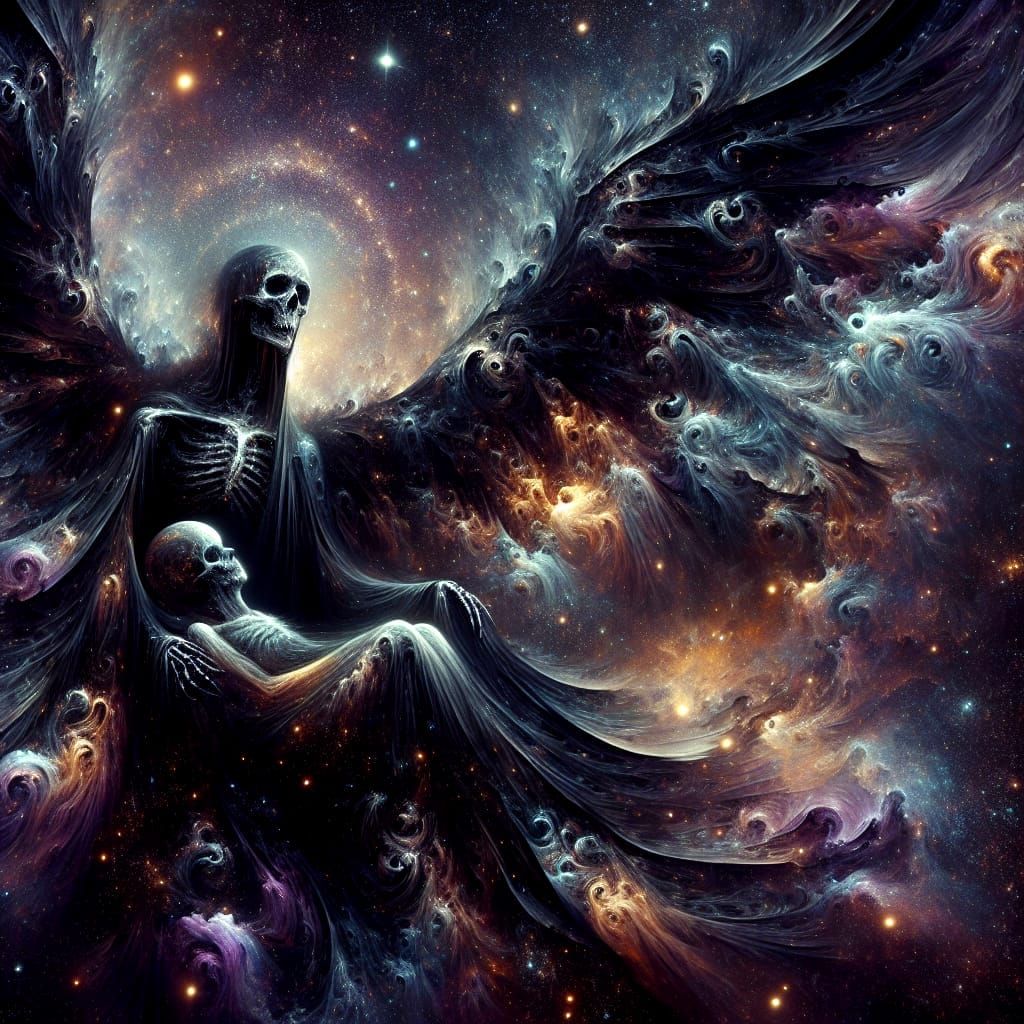 Cosmic Lord Death in Wet Oil Paint Style