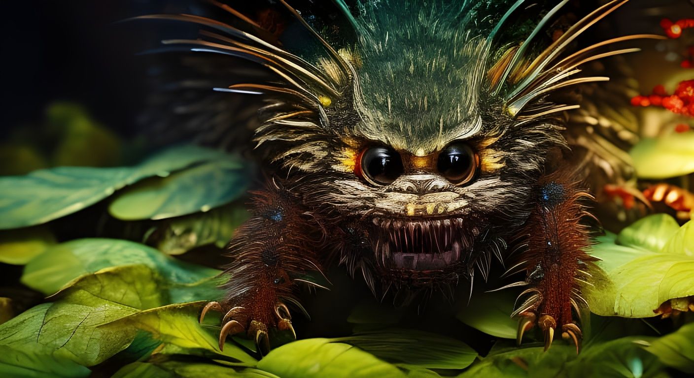 Sci-Fi Horror Creature Close-up, Basquiat Style