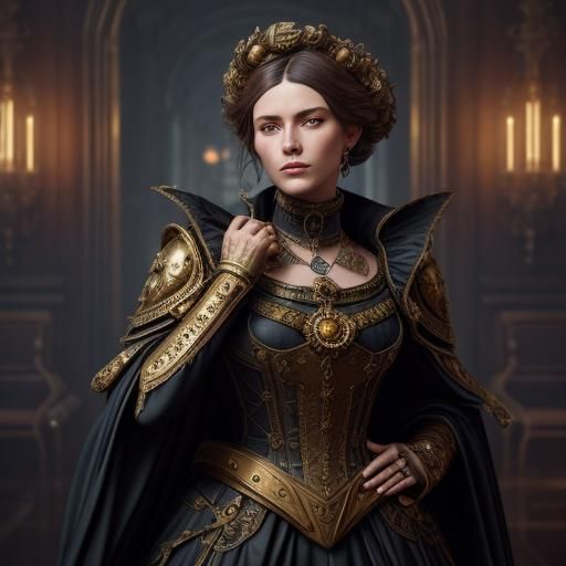 Steampunk Victorian Model in Avant-Garde Gown