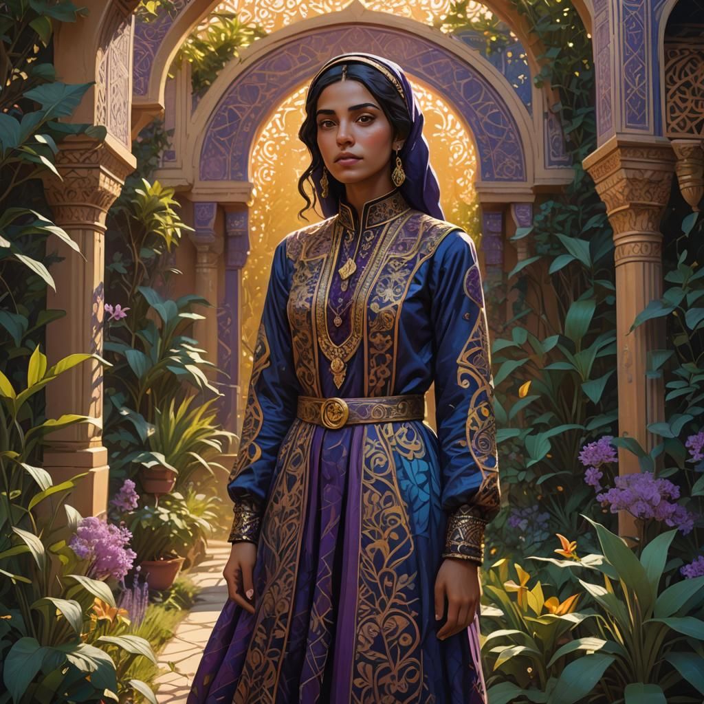 Arabic Girl in Ornate Clothing, Digital Art