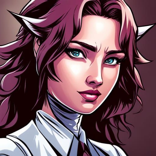 Fox-Eared Woman in Detailed Comic Book Art