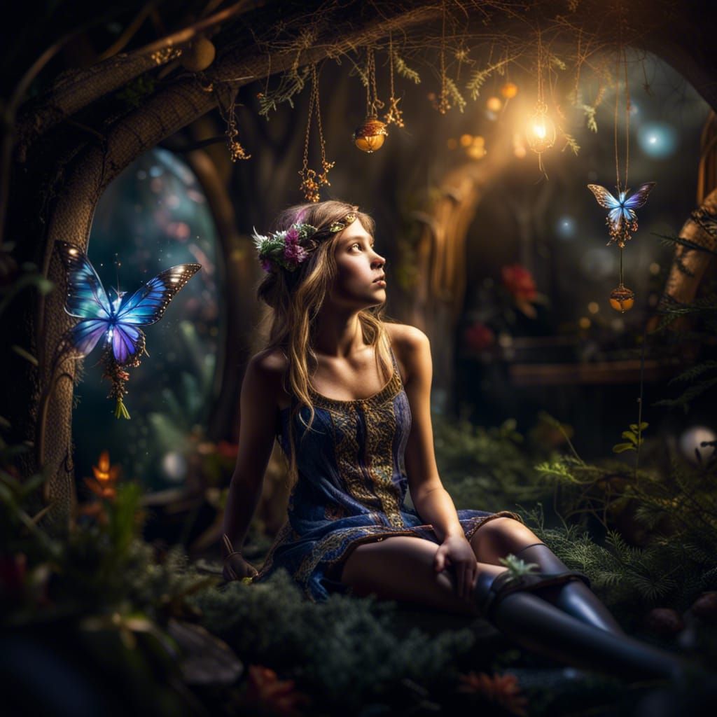 Fairy Dreaming of Magic in Hyperrealistic Style