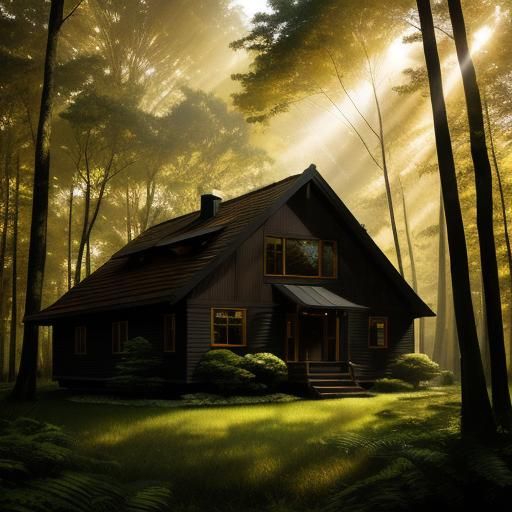 Serene Forest Estate in Warm Sunlight