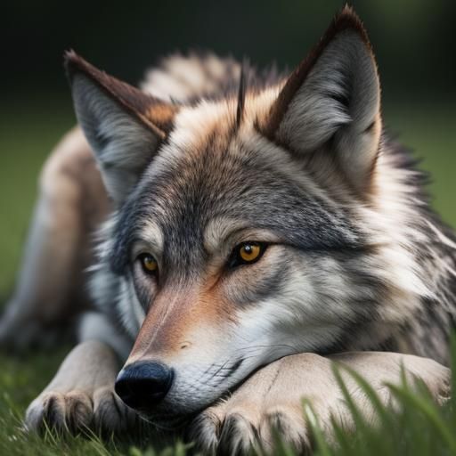 Wolf in Green Grass: Wildlife Photography Style