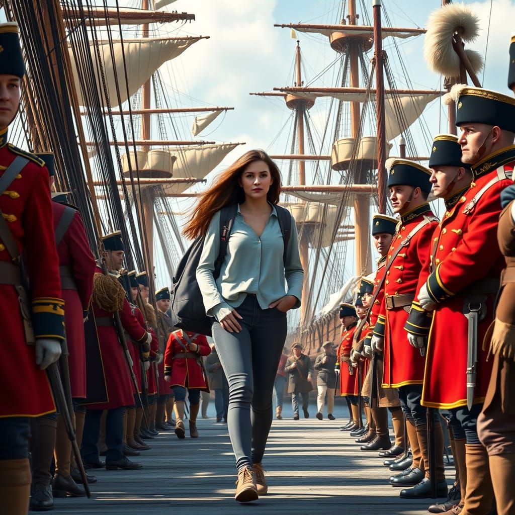 Student Enters 1700s British Port, Digital Painting