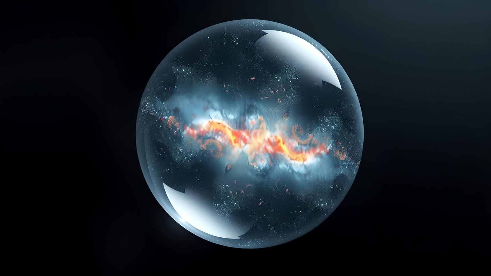 Cosmic Universe in Glass Sphere: Hyperrealistic Art