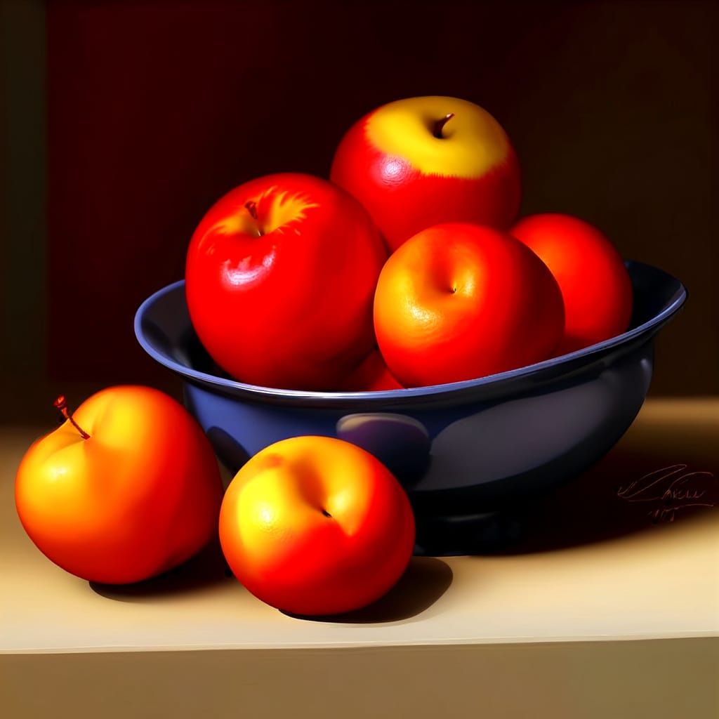 Bowl of fruit, by m. Meucci