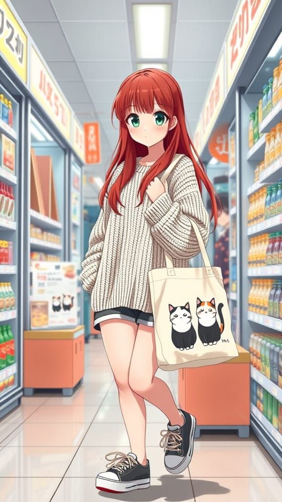 A Happy Japanese Woman Shops with Her Favourite Tote Bag in ...