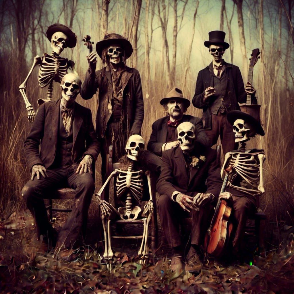 Skeleton Jug Band in Macabre Style