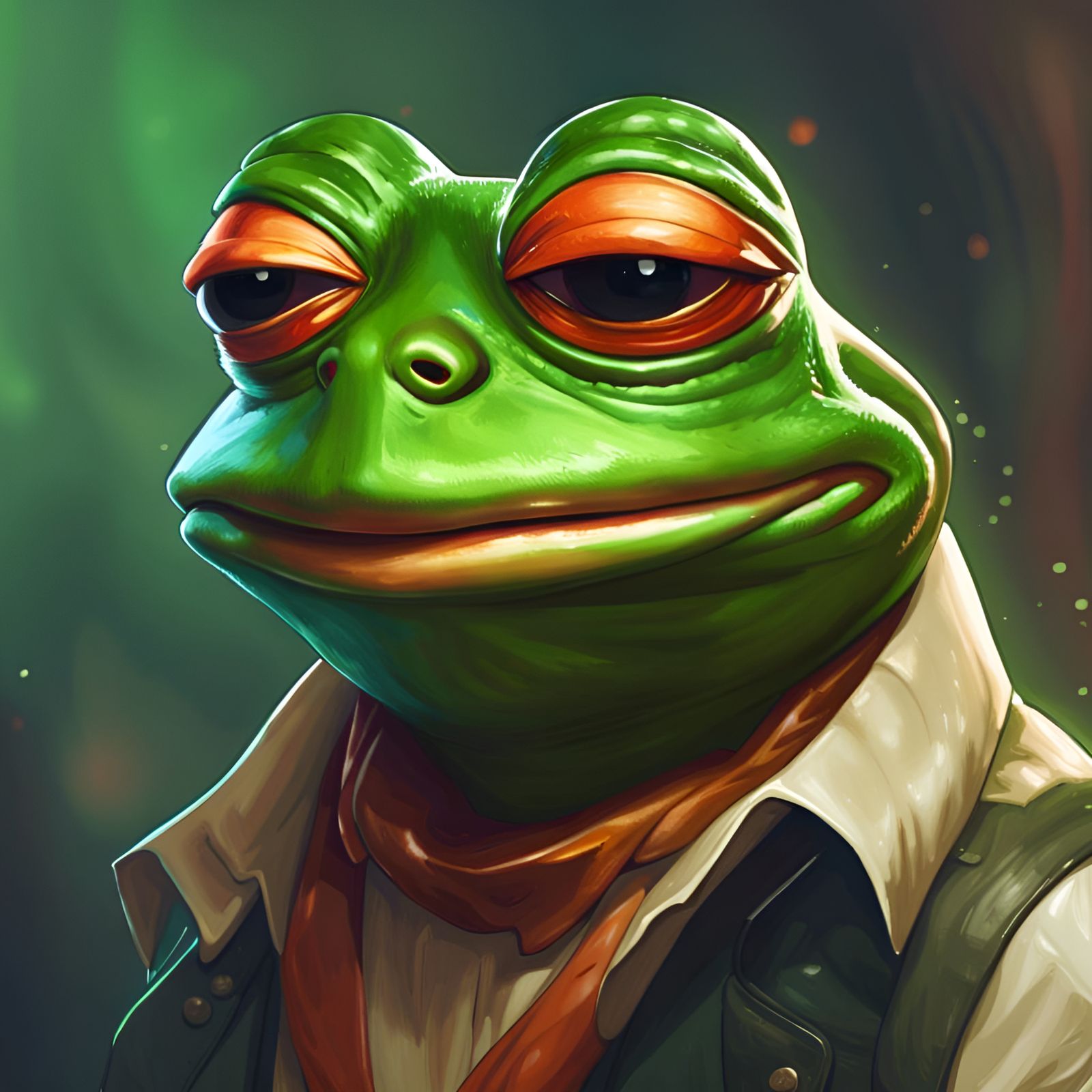 Hyperdetailed Pepe the Frog Portrait in Digital Art