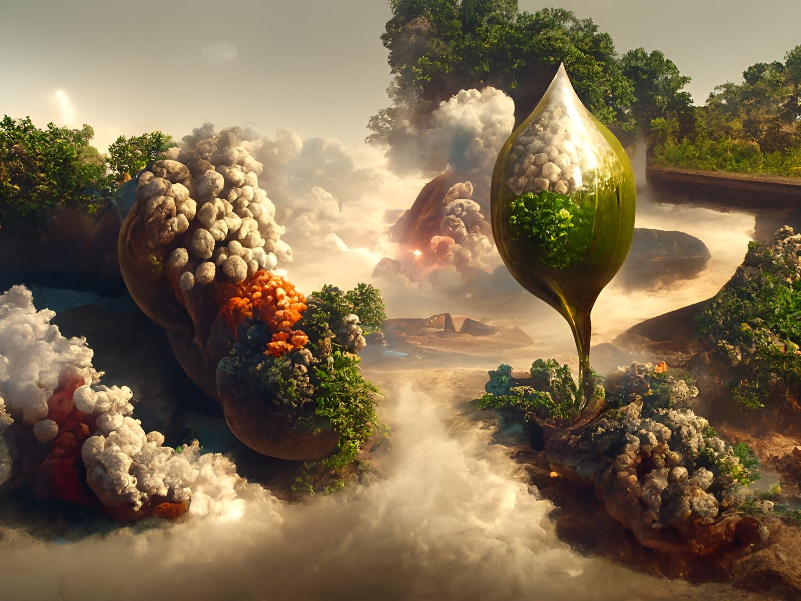 Conceptual Art Rendering in Luminary Psychedelic Style