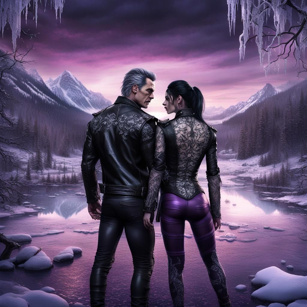 Metalhead Embrace by Frozen Lake: Digital Matte Painting