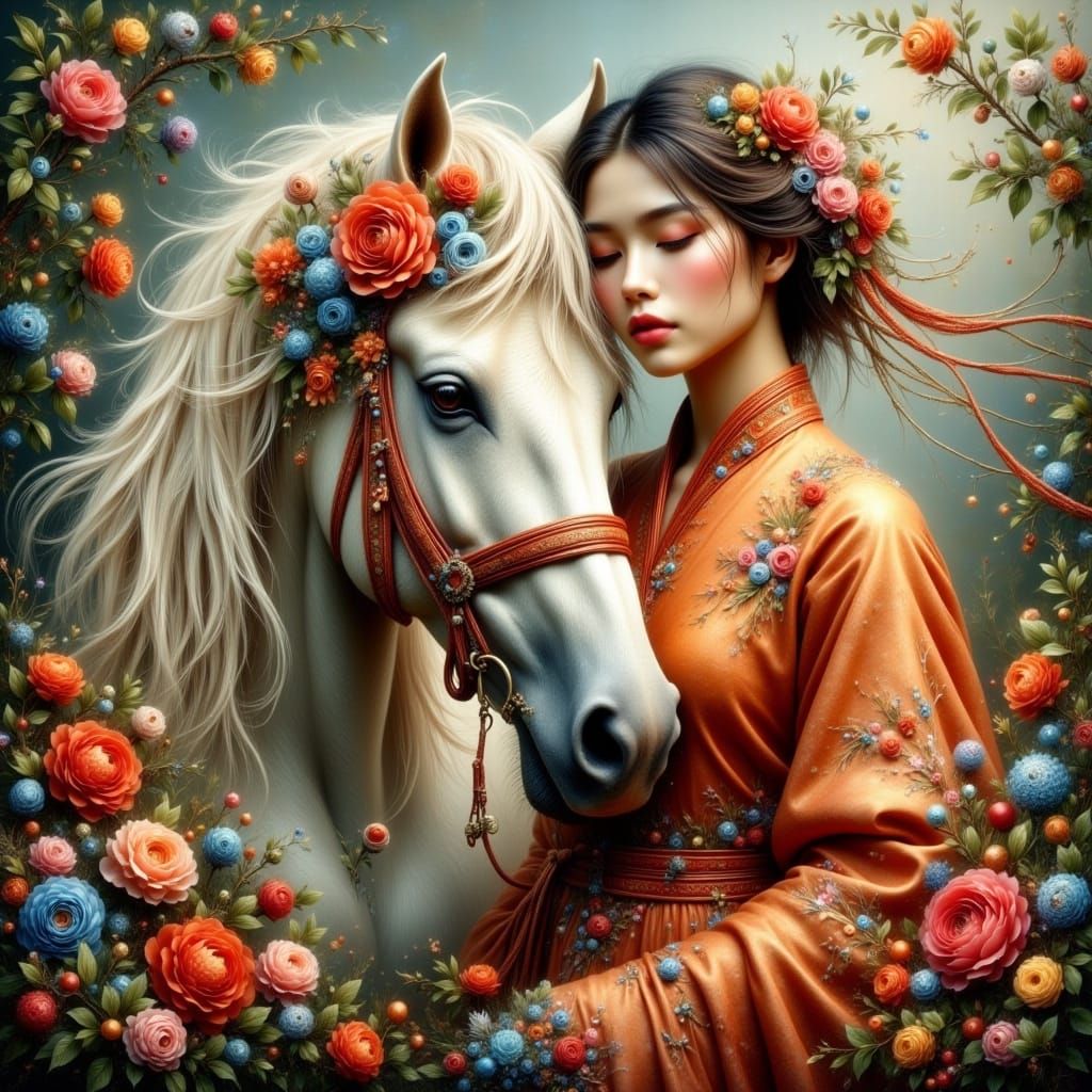 Ethereal Woman in Dreamy Enchantment as Realist Painting