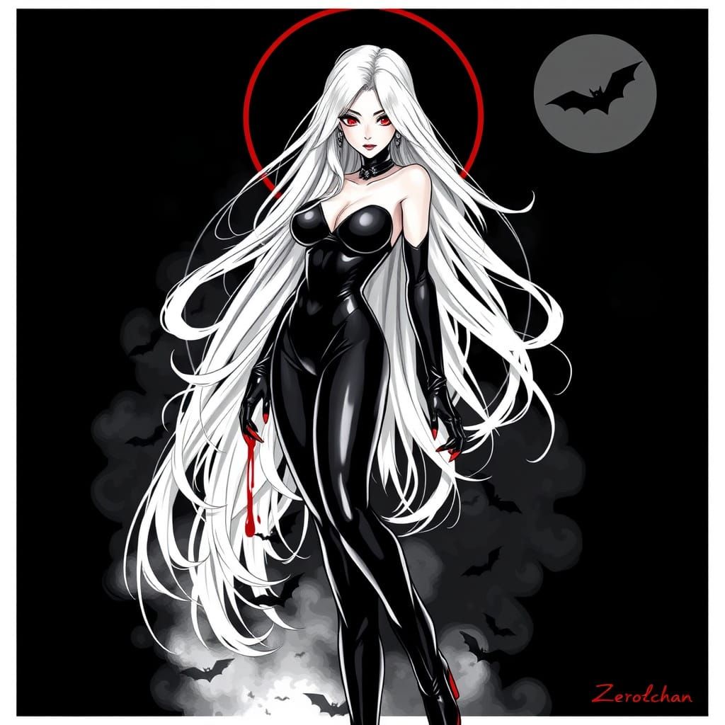 Vampire Goddess in Japanese Manga Style