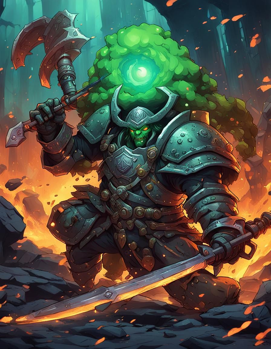 Ooze Warrior in RPG Style, Cel-Shaded Anime Art