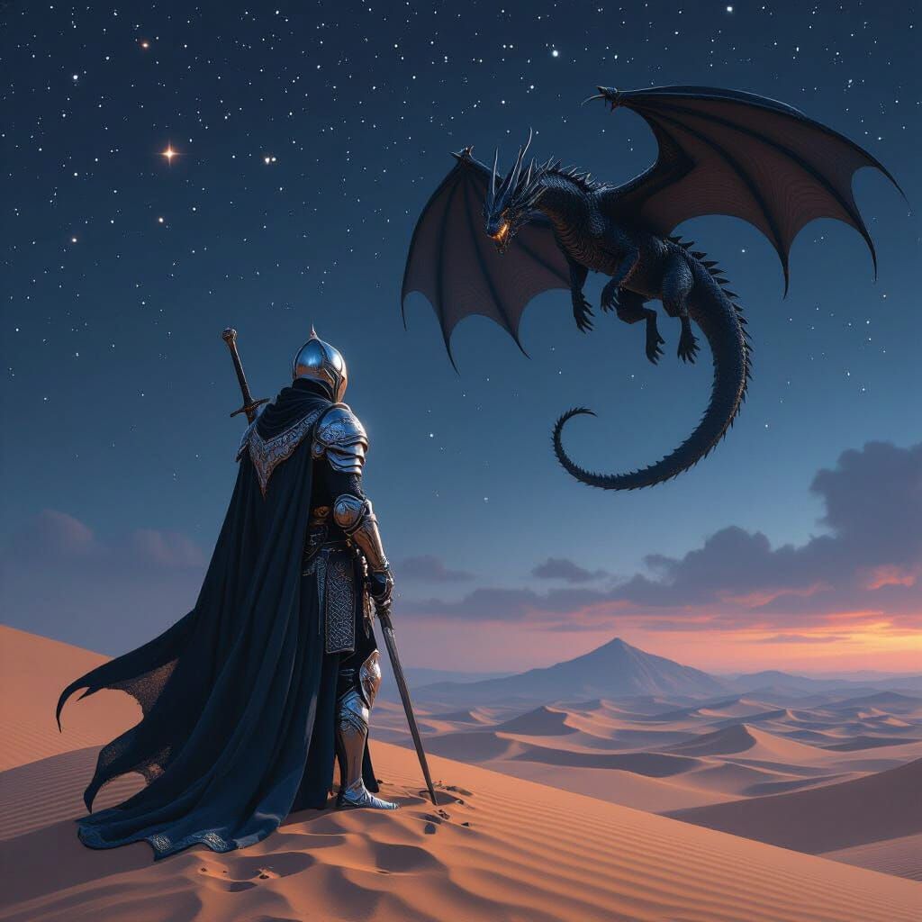 Arabian Knight and Dragon in a Digital Matte Painting
