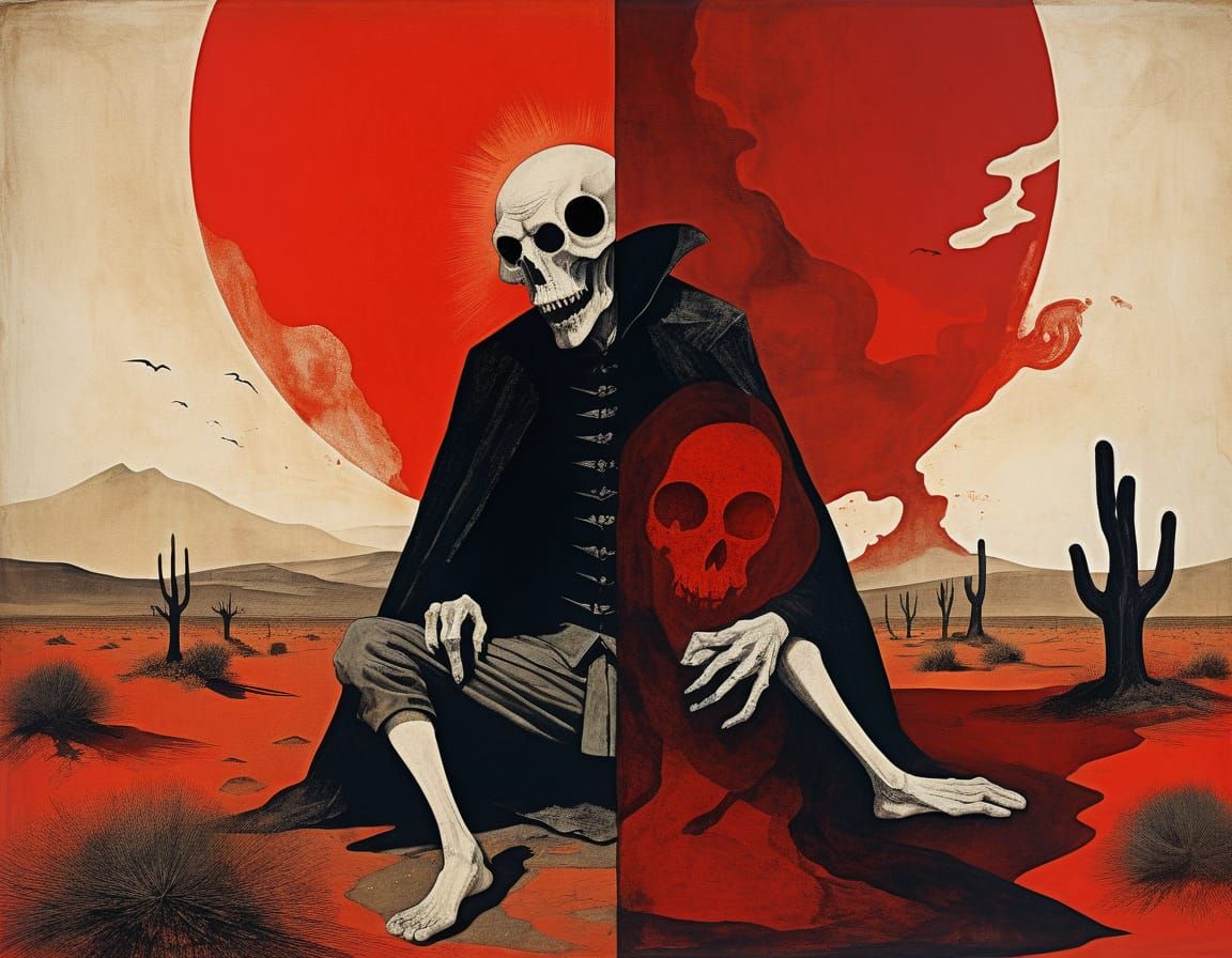 Gothic Horror Vampire Feast in Red Desert