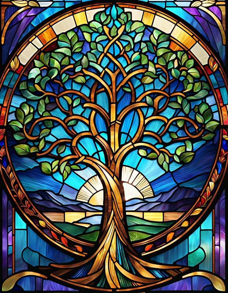 Tree of Life Stained Glass Window