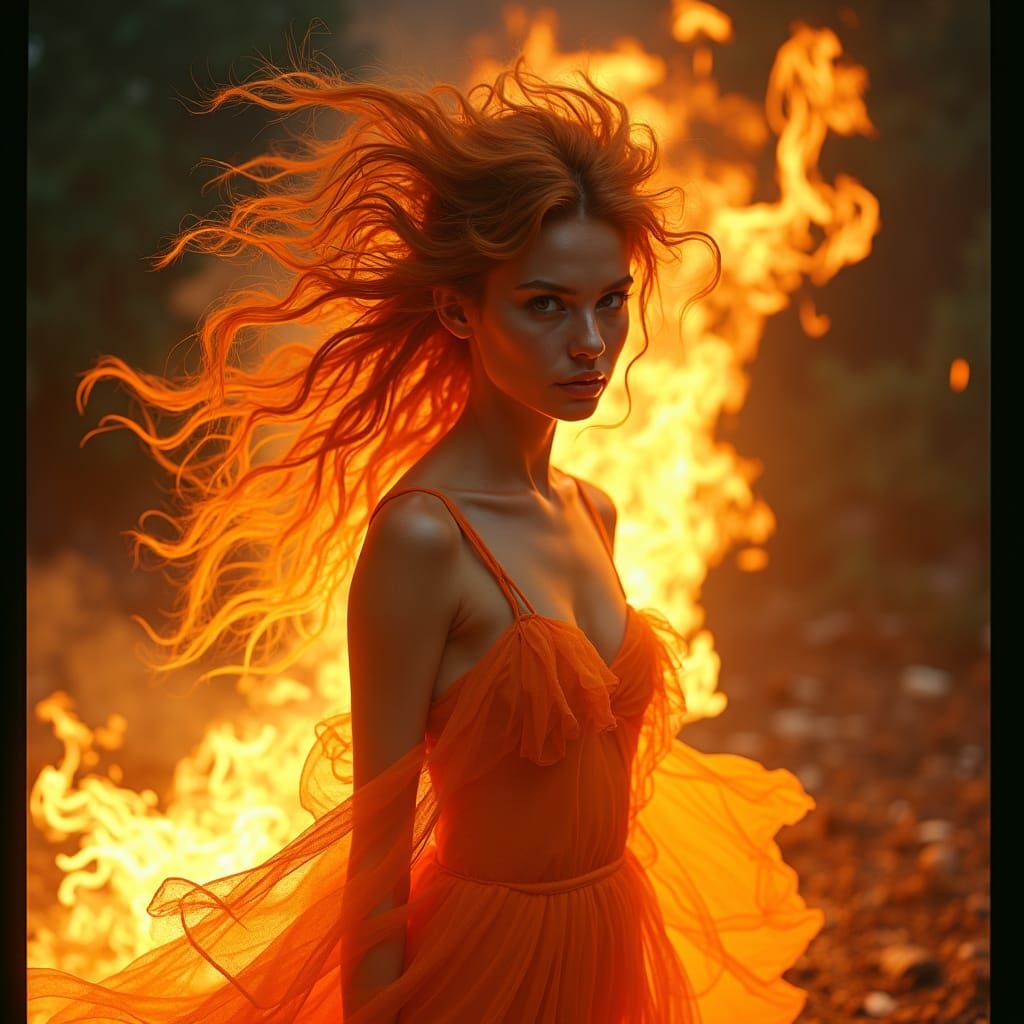 Stunning Fire Fairy in Cinematic Style