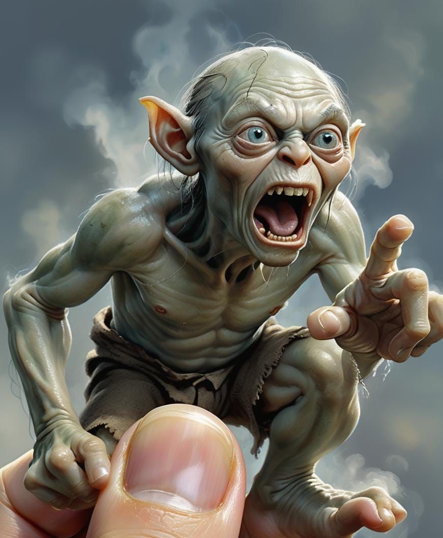 Gollum's Rage: Miniature Fantasy Scene