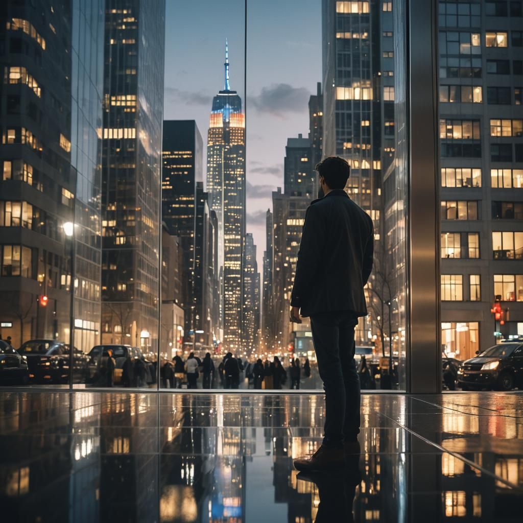 New York Cityscape View from Apartment, Contemporary Realism