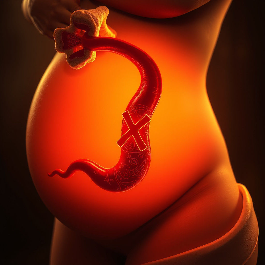 Pregnant Belly with Dilated Vessel in Beksiński Style