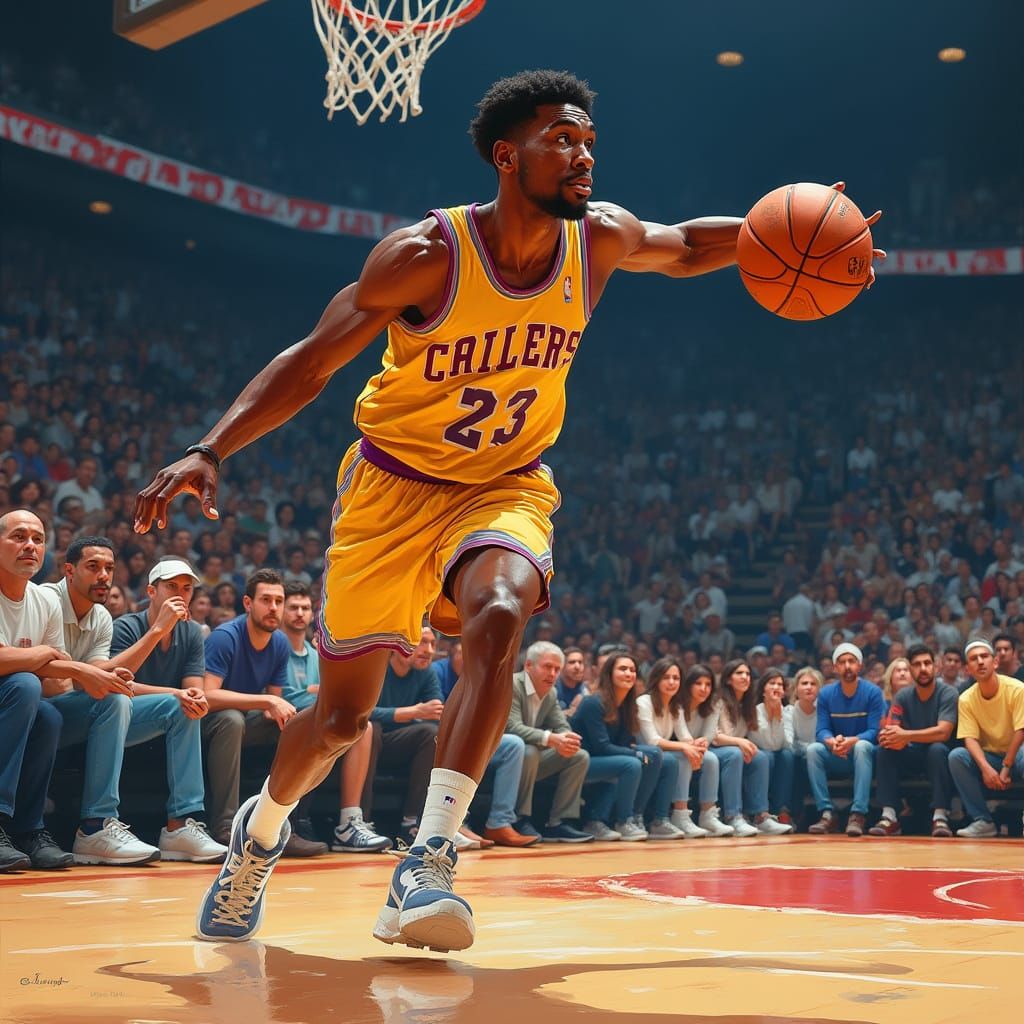 Hyper-Realistic Portrait of an African American Basketball P...