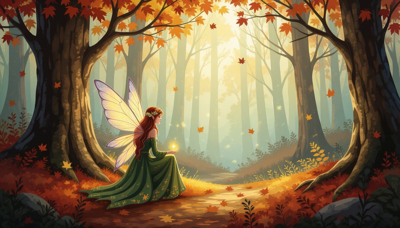 Enchanting Autumn Faerie Forest Landscape