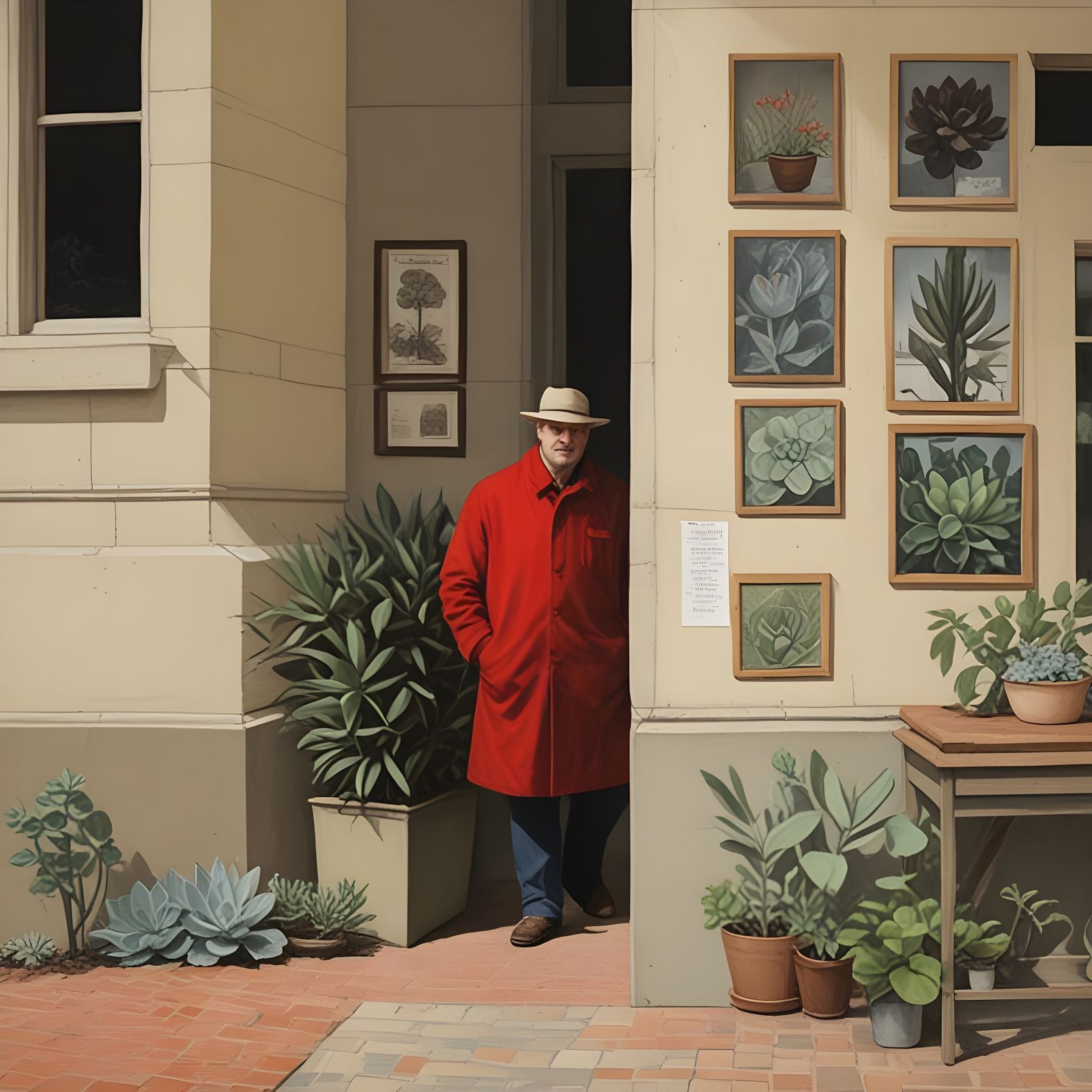 Botanical Building Scene in Detailed Oil Painting Style