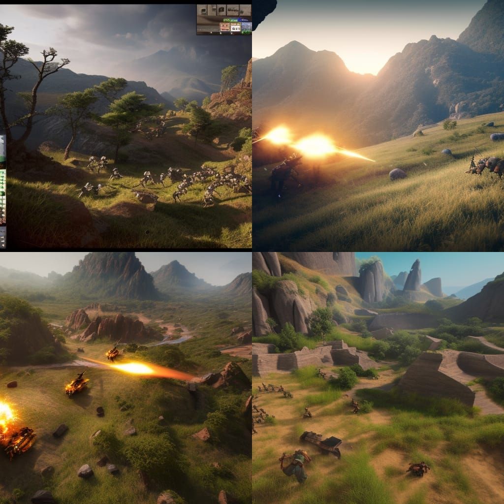 Epic Battle in Hilly Landscape, 3D Cinematic