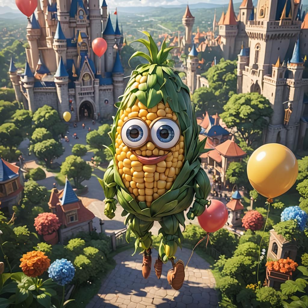 Cute Corn Character on Way to Disneyworld
