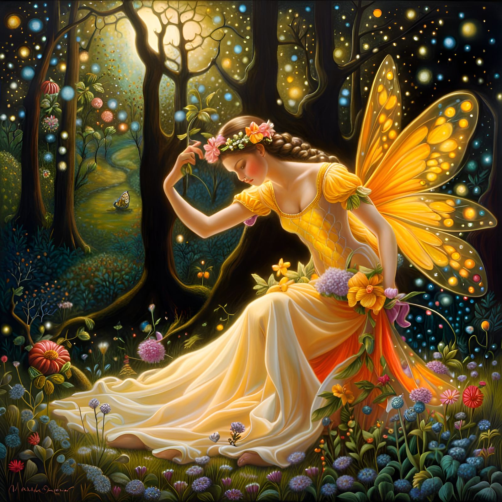 Midsummer Eve Fairy in Vibrant Digital Rendering