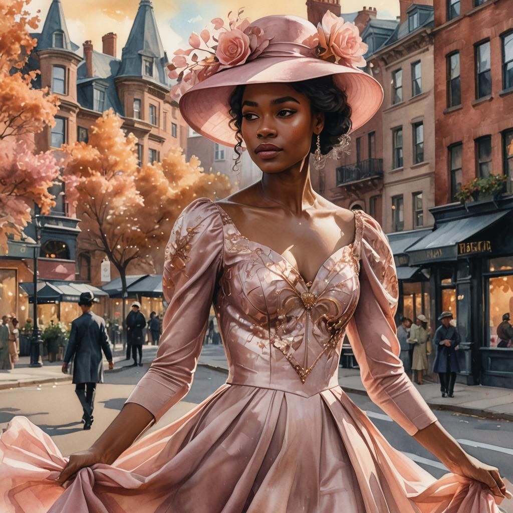 Victorian Woman in Watercolor Style