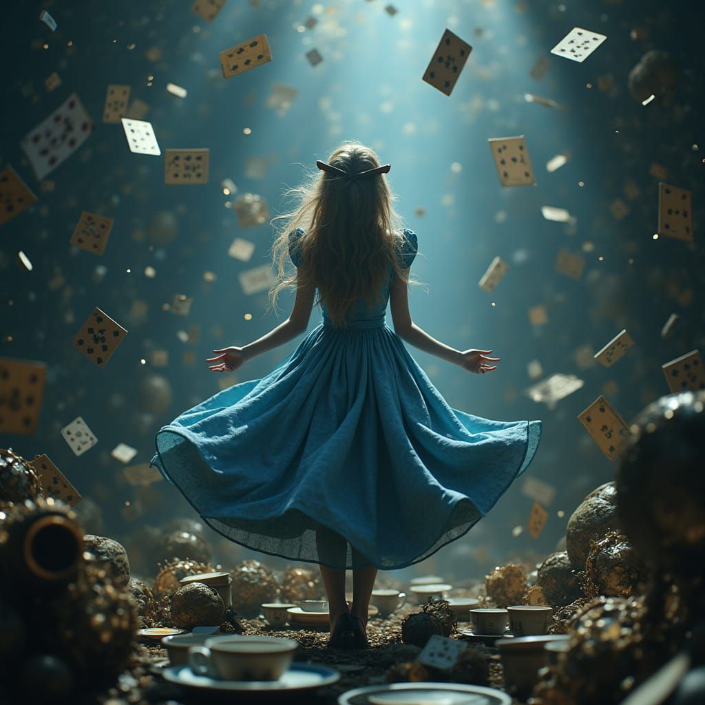 Melancholic Alice in Dystopian Starry Expanse