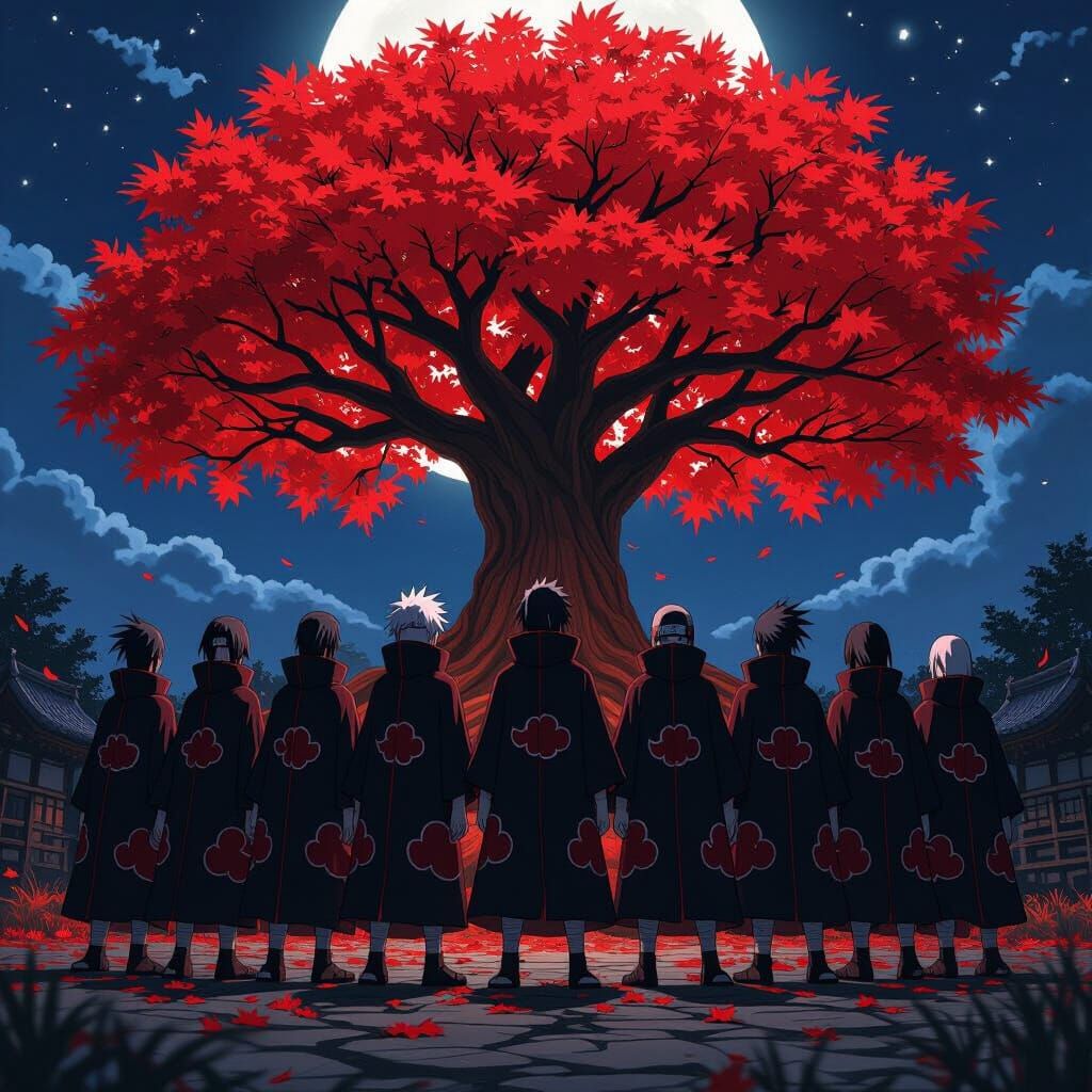 Akatsuki Under Maple Tree: 3D Anime Style