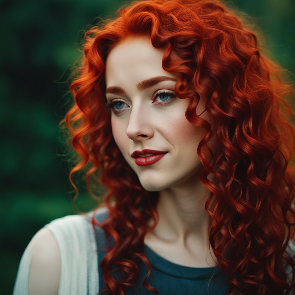 Portrait of Red-Haired Woman in Loose Oil Paint Style