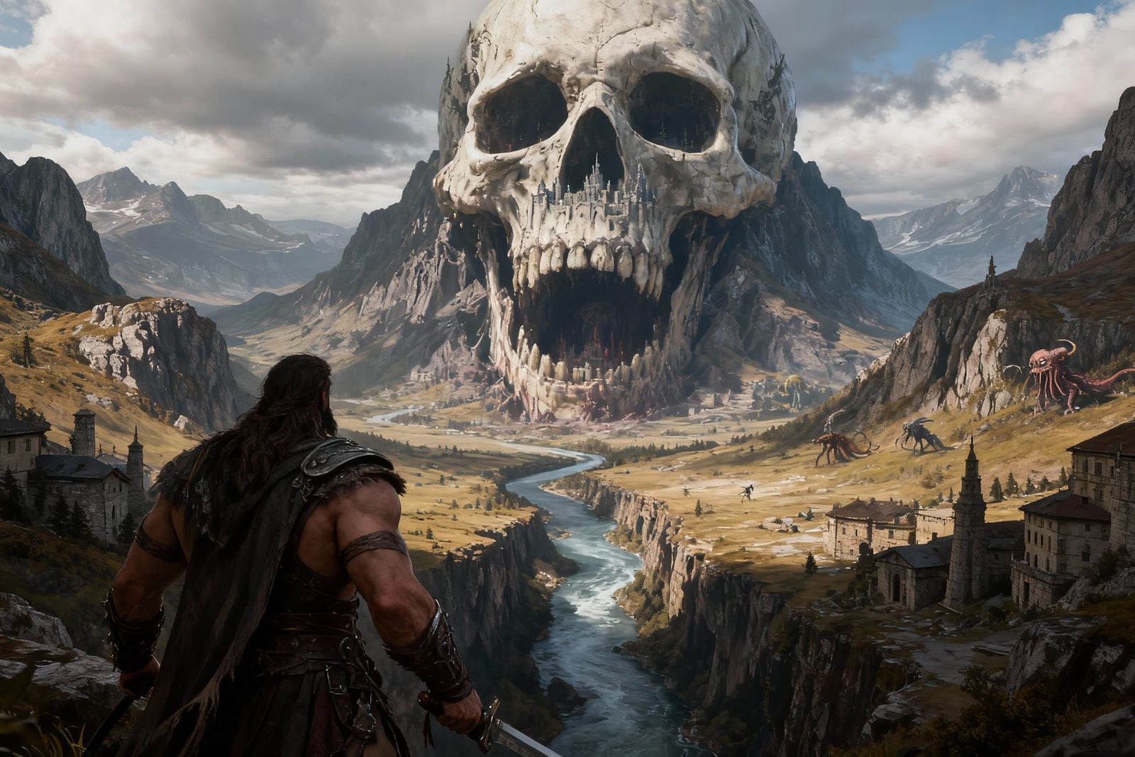 Barbarian Gazes at Skull Mountain City