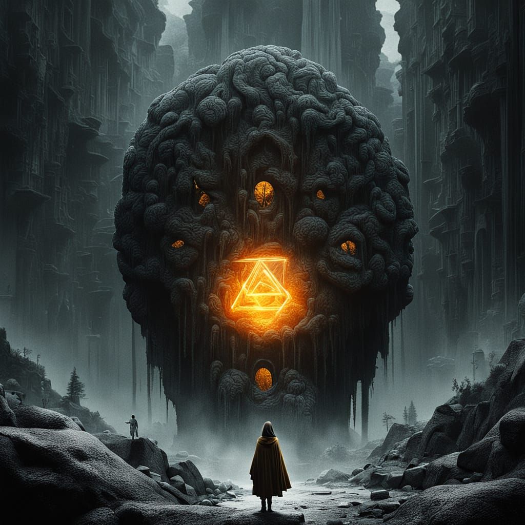 Ethereal Chiaroscuro Scene: Mysterious Glass Orb Suspended b...