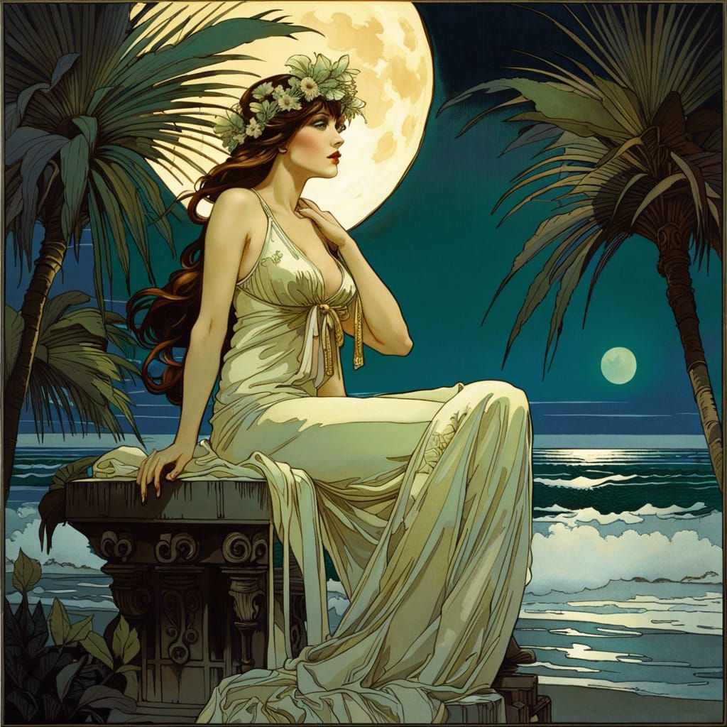 Florida Summer Goddess Under Full Moon