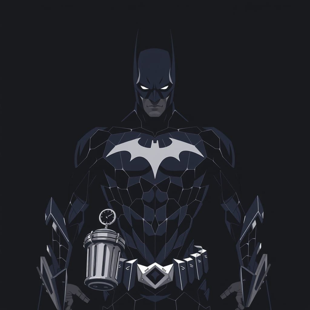 Gothic Batman Figure in Minimalist Dark Art Style