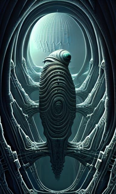 PUPA alienígena en Origae 6 Pablo Picasso H.R. Giger Greg Rutkowski Gustave Doré intricately detailed hyperdetailed mand...