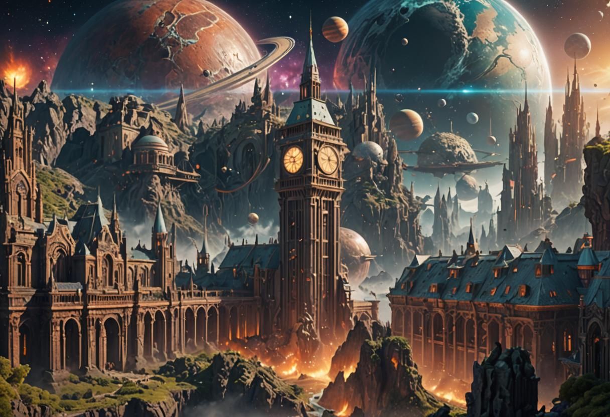 Detailed Space Time Matte Painting in 8K