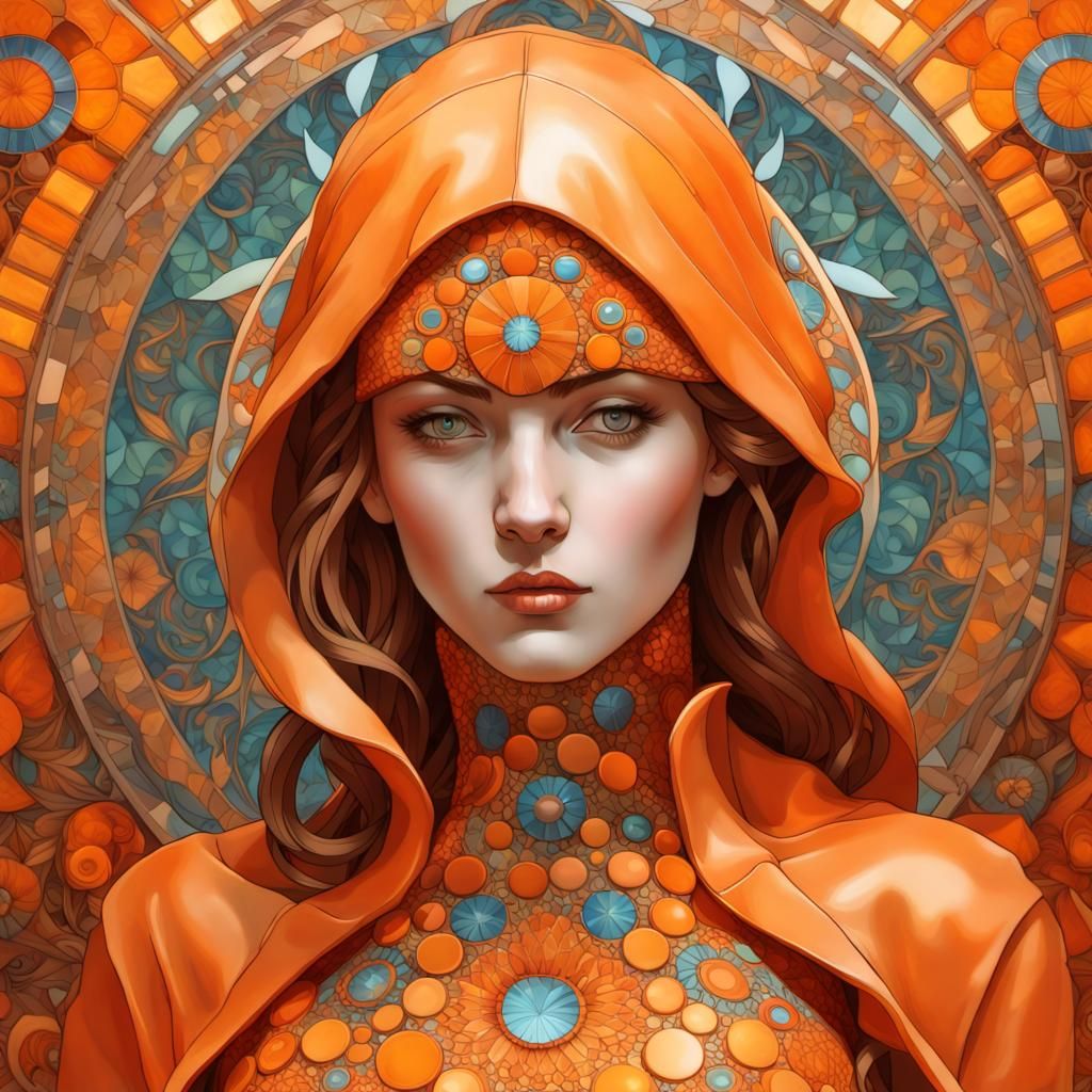 Psychedelic Mosaic Sculpture in Art Nouveau Style