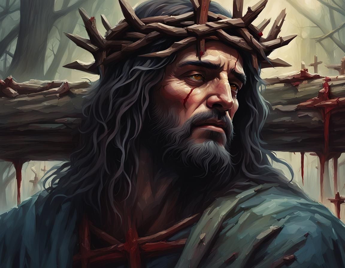 Jesus Christ on the Cross: Hyperdetailed Portrait