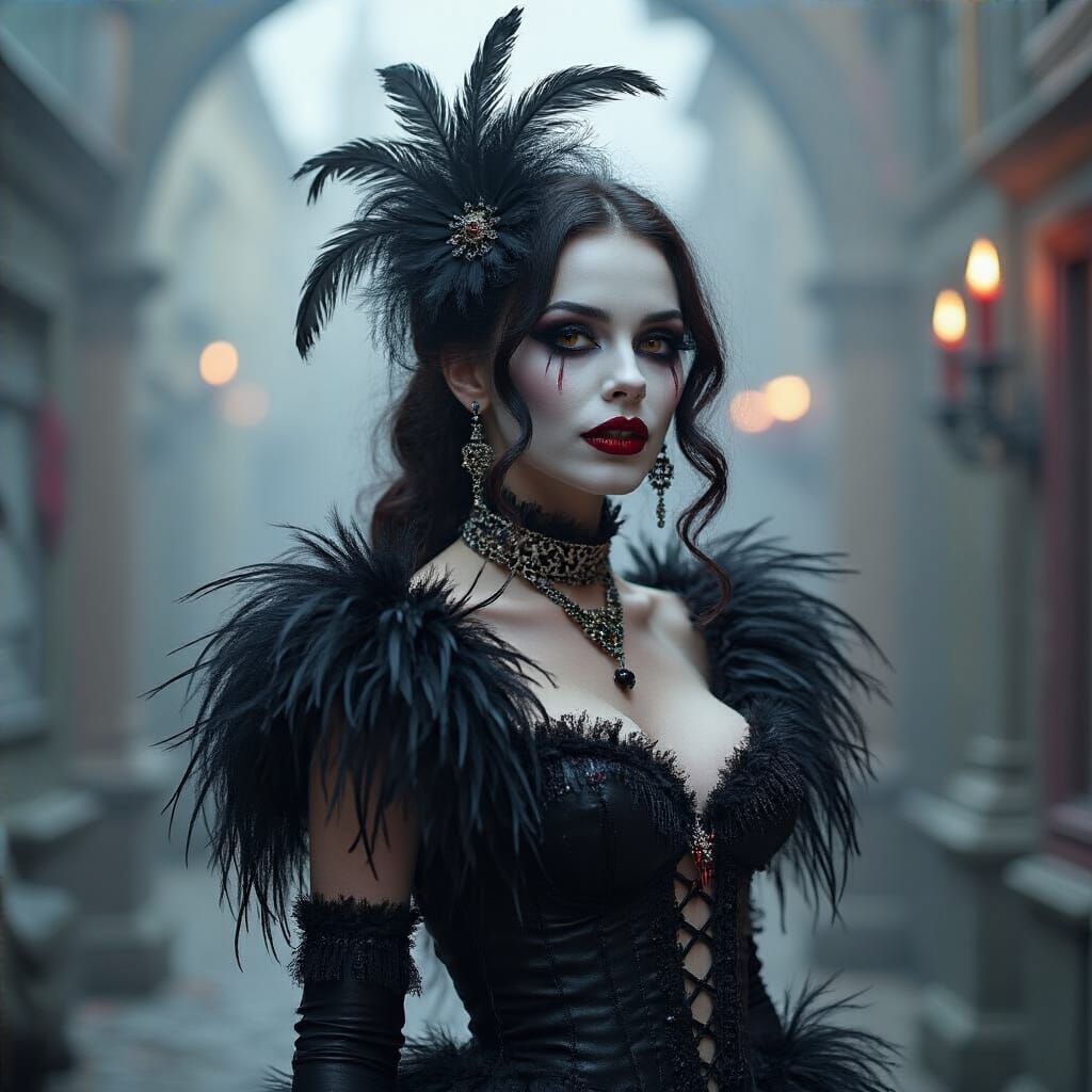 Grimdark Vampire Showgirl in Gothic Horror Cabaret