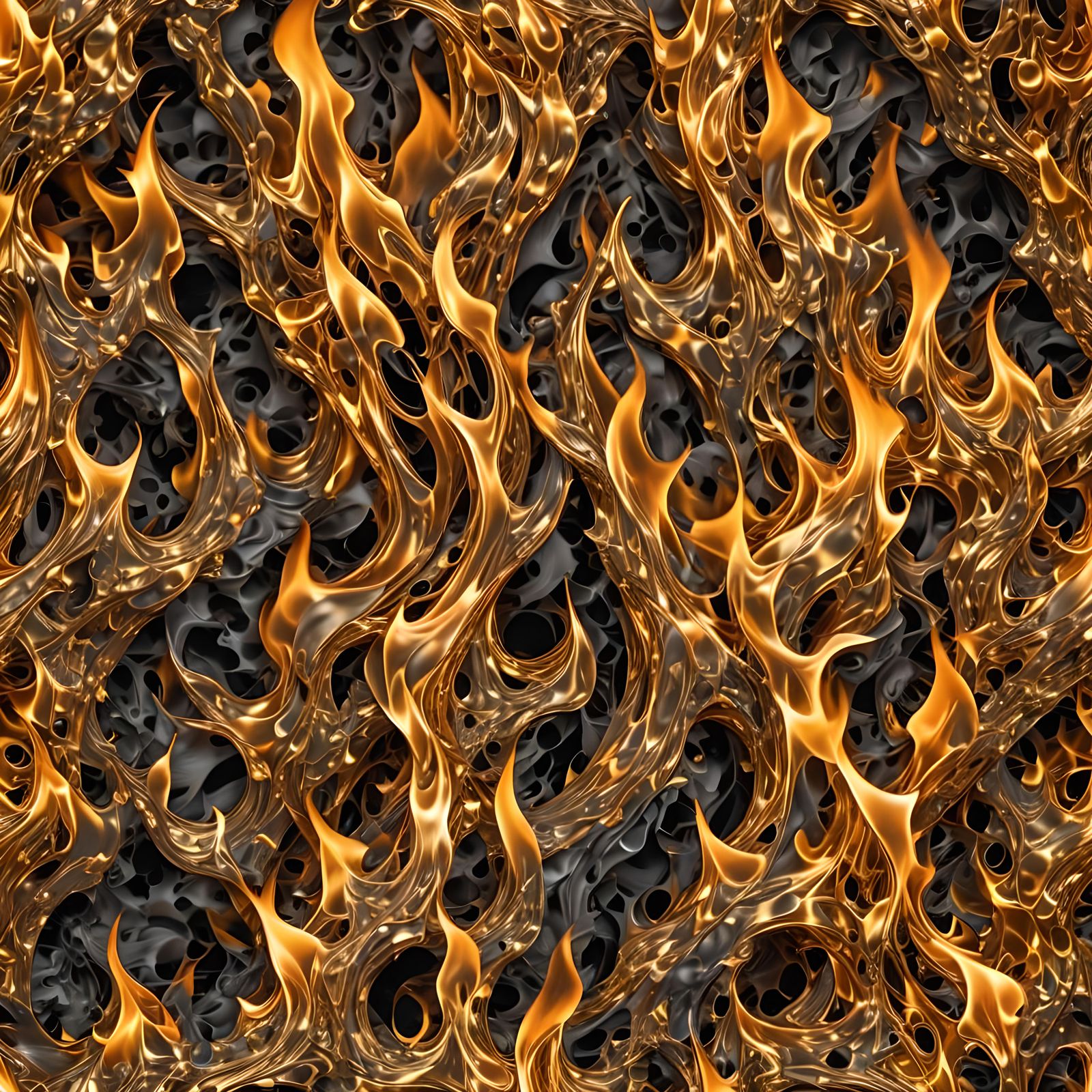 Abstract Gold Flame Background in Hyperrealistic Style