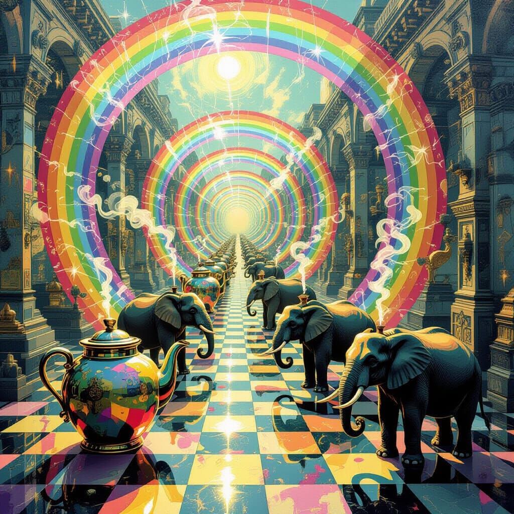 Sentient Teapots Dance in Rainbow Labyrinth