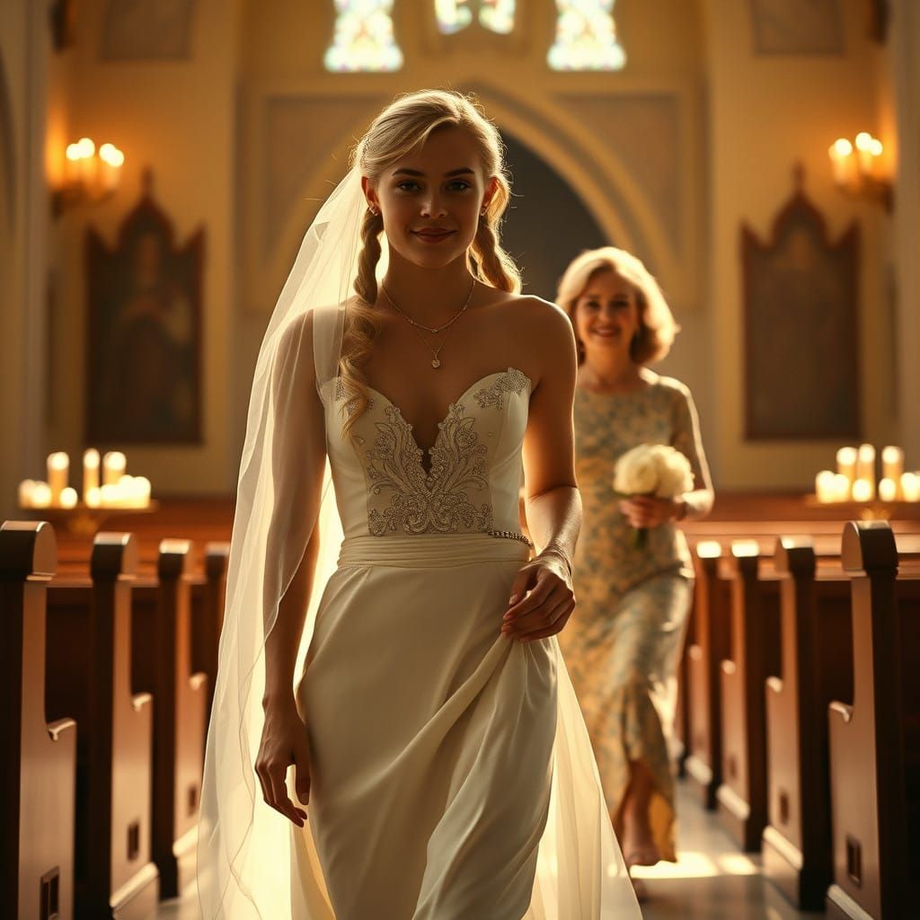 Handsome Young Bride in Elegant Church Attire