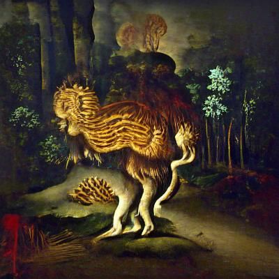 Renaissance Creature With Lion Body and Dragon Feet